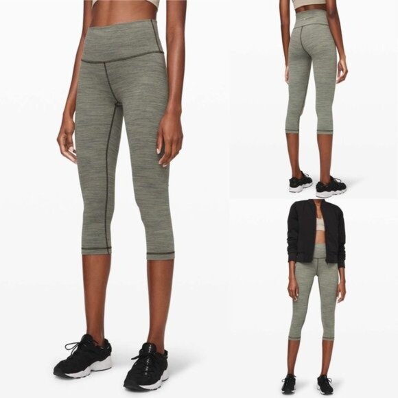 Lululemon Wunder Under Crop High Rise Size 4 Wee Are From Space Sage Dark Olive - Picture 1 of 8